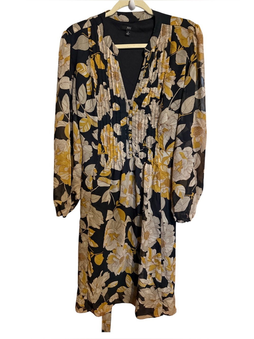 JBS ladies long sleeve belted vneck floral dress 14 mid length size large
Guc